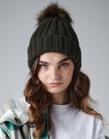 Verbier Faux Fur Pop Pom Chunky Beanie, Beechfield B413...