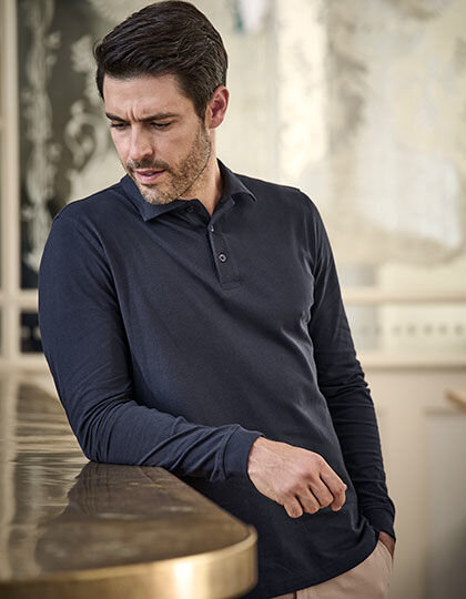 Men&acute;s Luxury Stretch Long Sleeve Polo, Tee Jays 1406 // TJ1406