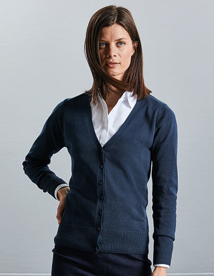 Ladies&acute;&nbsp;V-Neck Knitted Cardigan, Russell Collection R-715F-0 // Z715F