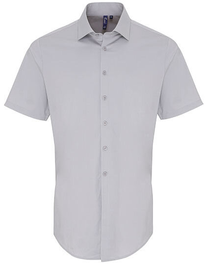 Men&acute;s Stretch Fit Poplin Short Sleeve Cotton Shirt, Premier Workwear PR246 // PW246