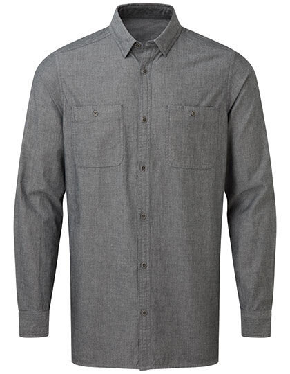 Men&acute;s Organic Chambray Fairtrade Long Sleeve Shirt, Premier Workwear PR247 // PW247