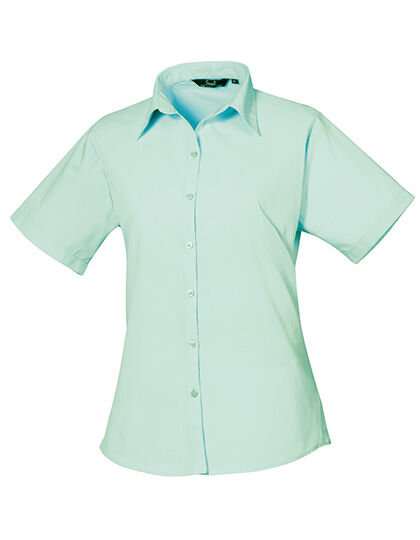 Women&acute;s Poplin Short Sleeve Blouse, Premier Workwear PR302 // PW302