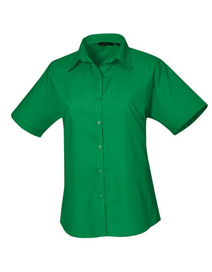 Women&acute;s Poplin Short Sleeve Blouse, Premier Workwear PR302 // PW302