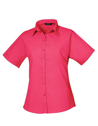 Women&acute;s Poplin Short Sleeve Blouse, Premier Workwear PR302 // PW302