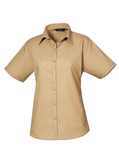 Women&acute;s Poplin Short Sleeve Blouse, Premier Workwear PR302 // PW302