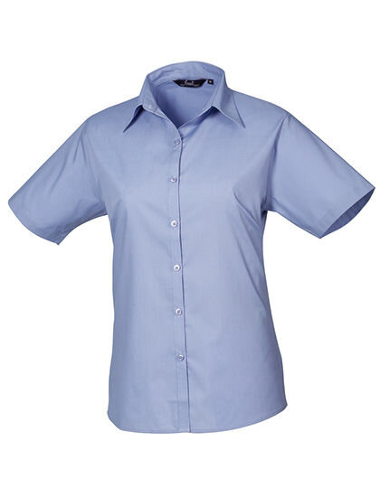 Women&acute;s Poplin Short Sleeve Blouse, Premier Workwear PR302 // PW302