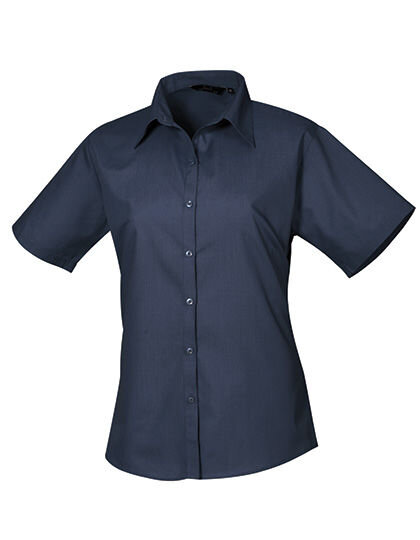 Women&acute;s Poplin Short Sleeve Blouse, Premier Workwear PR302 // PW302