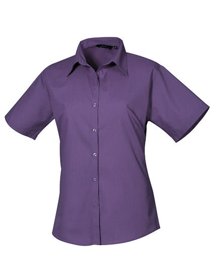 Women&acute;s Poplin Short Sleeve Blouse, Premier Workwear PR302 // PW302