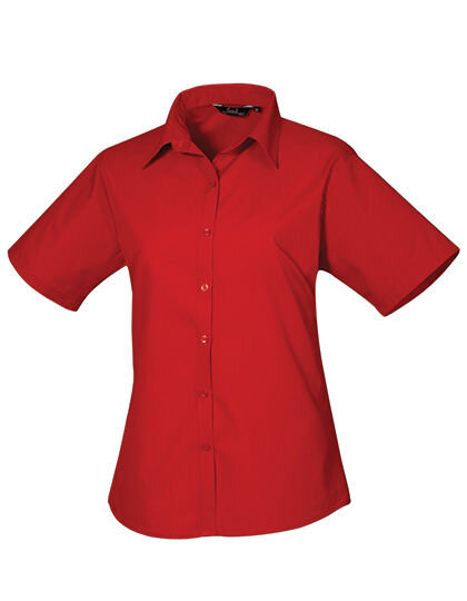 Women&acute;s Poplin Short Sleeve Blouse, Premier Workwear PR302 // PW302