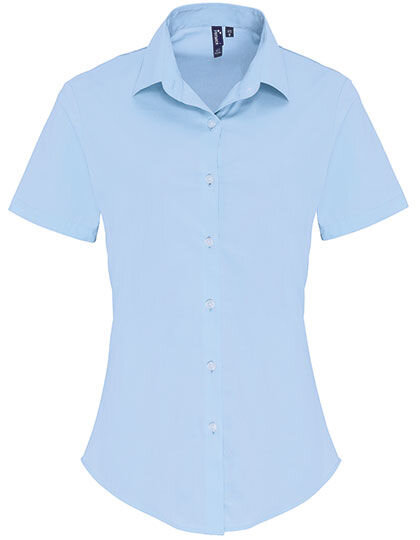 Women&acute;s Stretch Fit Poplin Short Sleeve Cotton Shirt, Premier Workwear PR346 // PW346