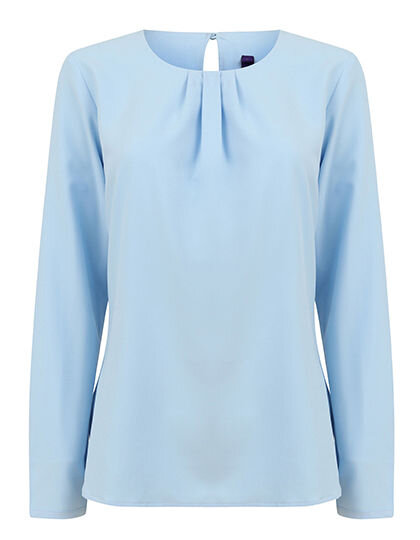 Ladies&acute; Pleat Front Long Sleeved Blouse, Henbury H598 // W598