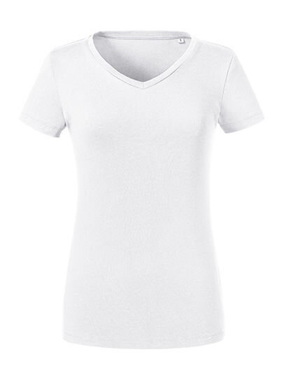 Ladies&acute; Pure Organic V-Neck Tee, Russell Pure Organic R-103F-0 // Z103F