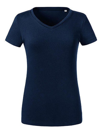 Ladies&acute; Pure Organic V-Neck Tee, Russell Pure Organic R-103F-0 // Z103F