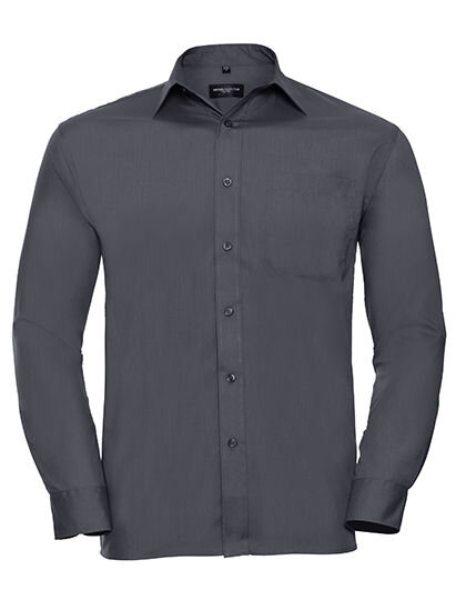 Men&acute;s Long Sleeve Classic Polycotton Poplin Shirt, Russell Collection R-934M-0 // Z934