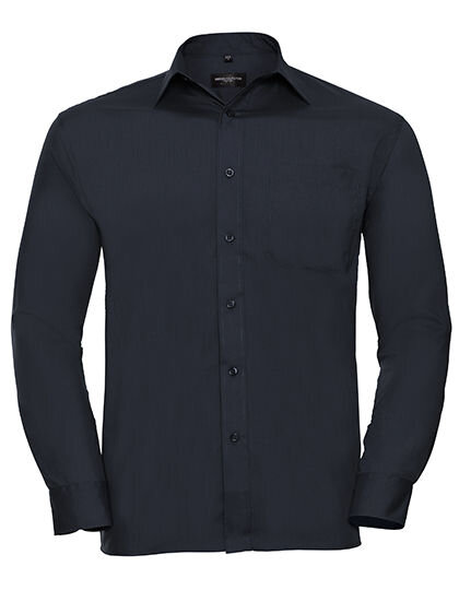 Men&acute;s Long Sleeve Classic Polycotton Poplin Shirt, Russell Collection R-934M-0 // Z934