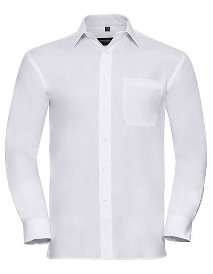 Men&acute;s Long Sleeve Classic Pure Cotton Poplin Shirt, Russell Collection R-936M-0 // Z936