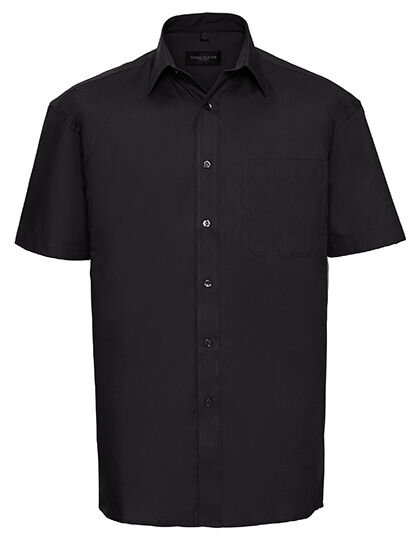 Men&acute;s Short Sleeve Classic Pure Cotton Poplin Shirt, Russell Collection R-937M-0 // Z937