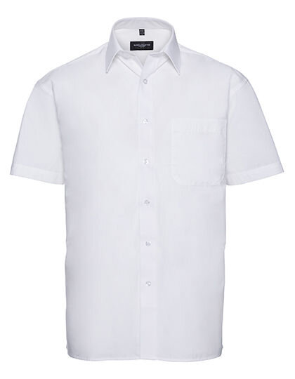 Men&acute;s Short Sleeve Classic Pure Cotton Poplin Shirt, Russell Collection R-937M-0 // Z937