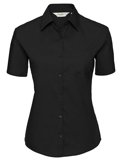 Ladies&acute; Short Sleeve Classic Pure Cotton Poplin Shirt, Russell Collection R-937F-0 // Z937F