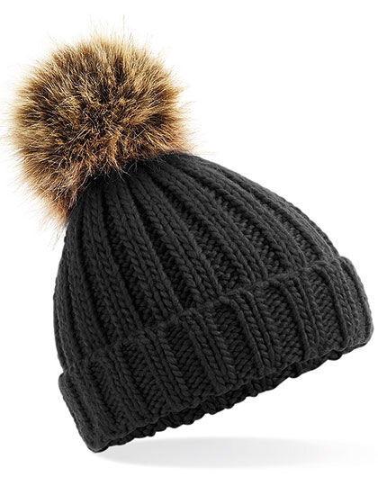 Infant Faux Fur Pom Pom Chunky Beanie, Beechfield B412a // CB412a